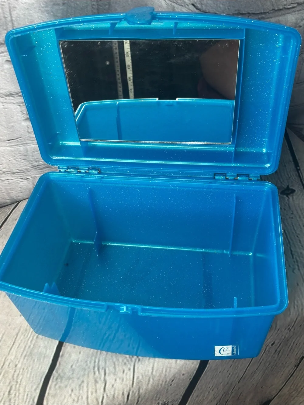 Vtg 90s y2k Caboodles Liquid Metallics 5620 Blue GLITTER Makeup Case Organizer